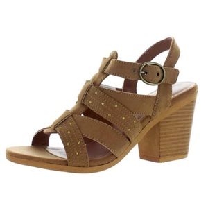 Rocket Dog Strappy Sandal Faux Suede Fabric Block Heel Women’s Shoe Tan Size 10